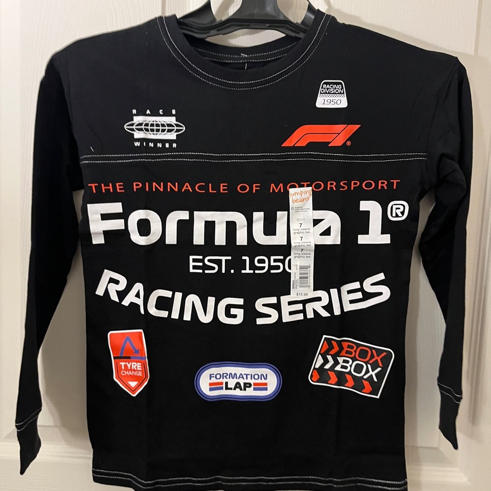 Jumping Beans Black Formula 1 Long Sleeve Tee